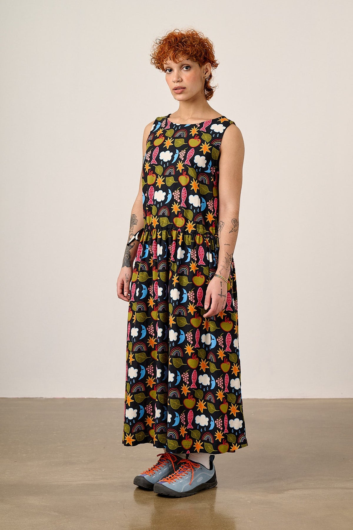 lucy and yak midi dress Aimee - Cotton Midi Dress in Blue Gingham