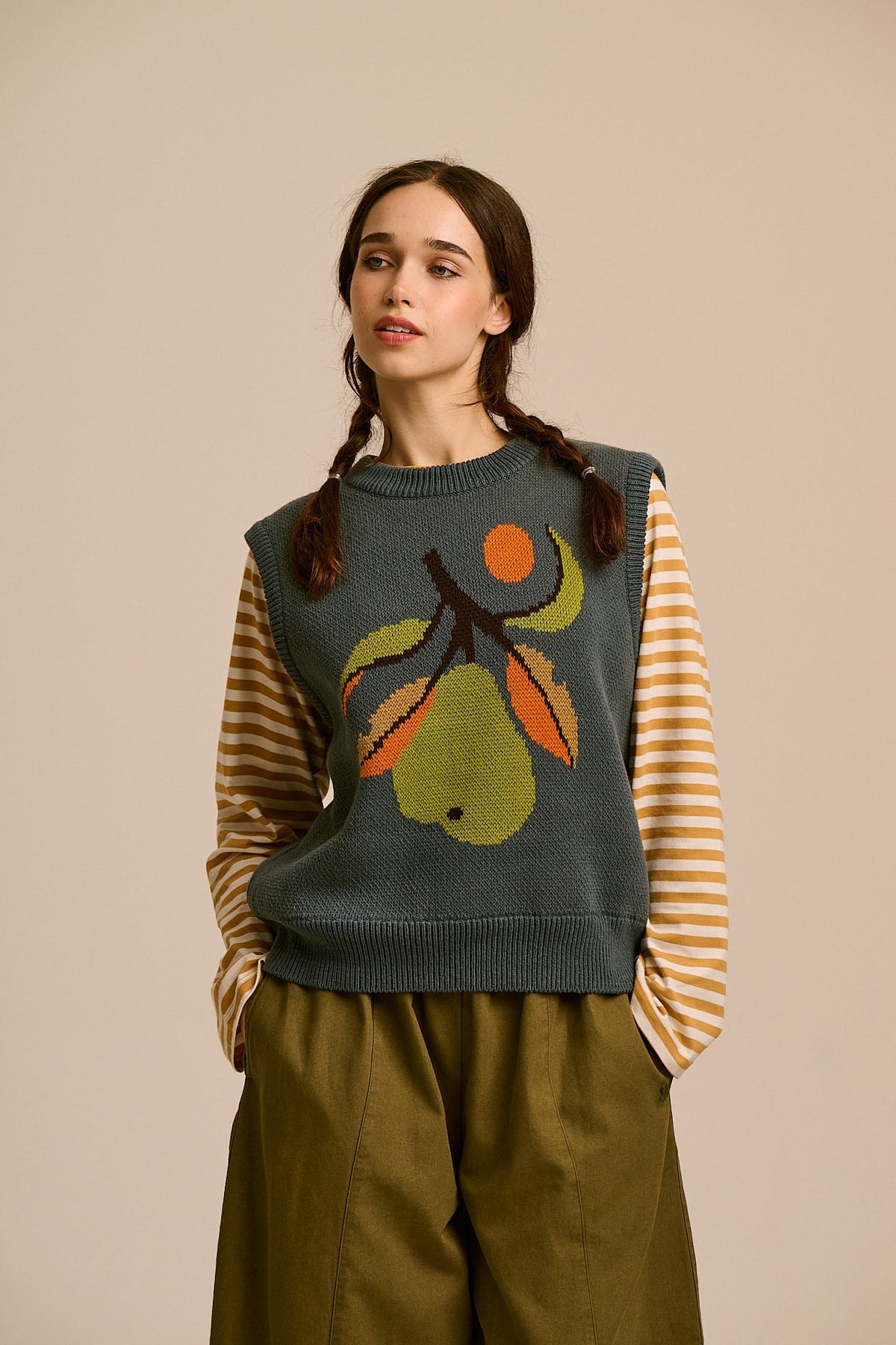 L.E Saffle - Cotton Knitted Vest in Monique Aimee & Yak