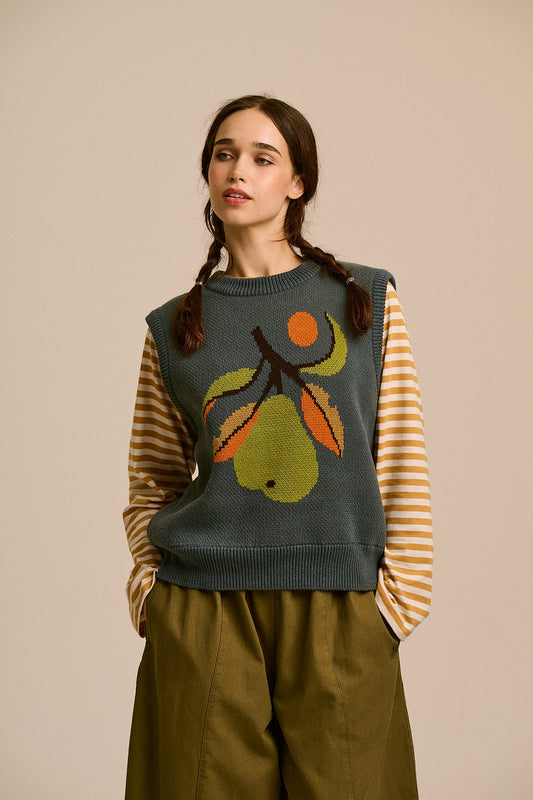 L.E Saffle - Cotton Knitted Vest in Monique Aimee & Yak