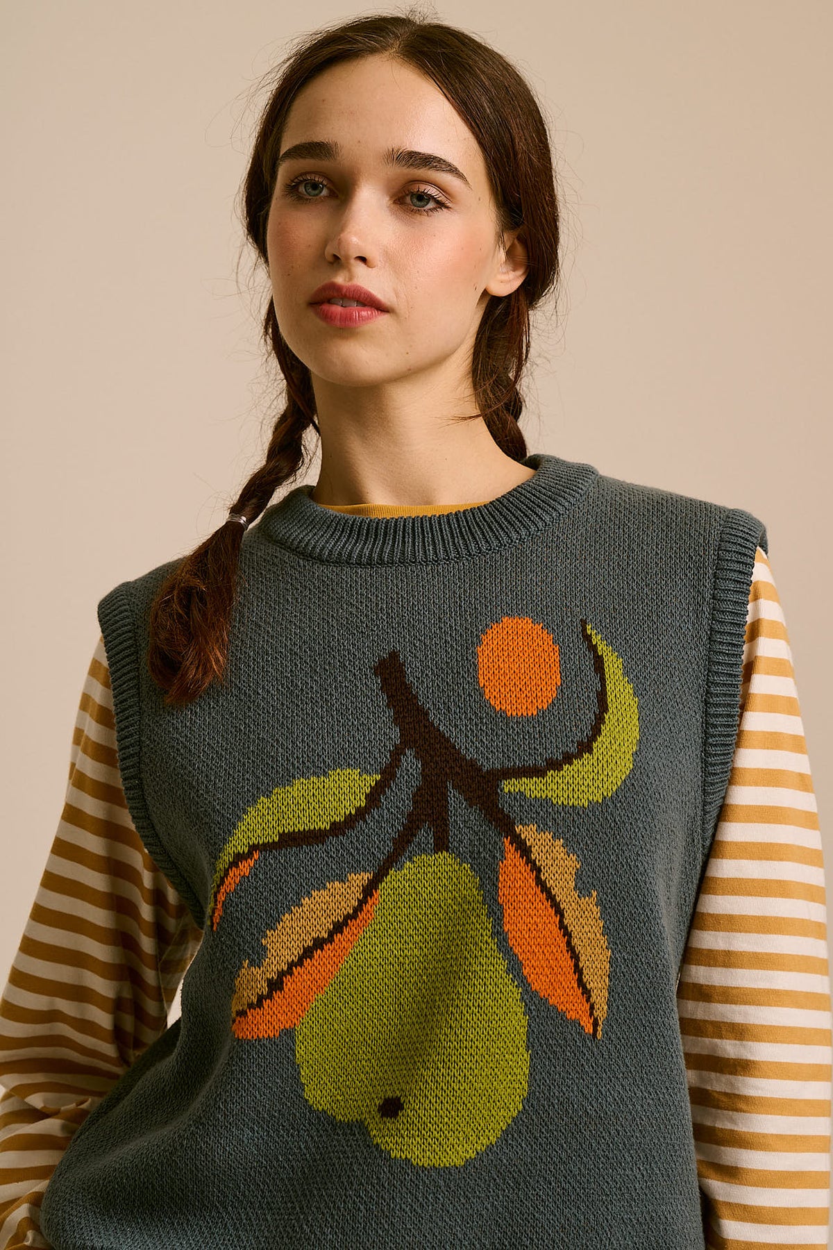 L.E Saffle - Cotton Knitted Vest in Monique Aimee & Yak