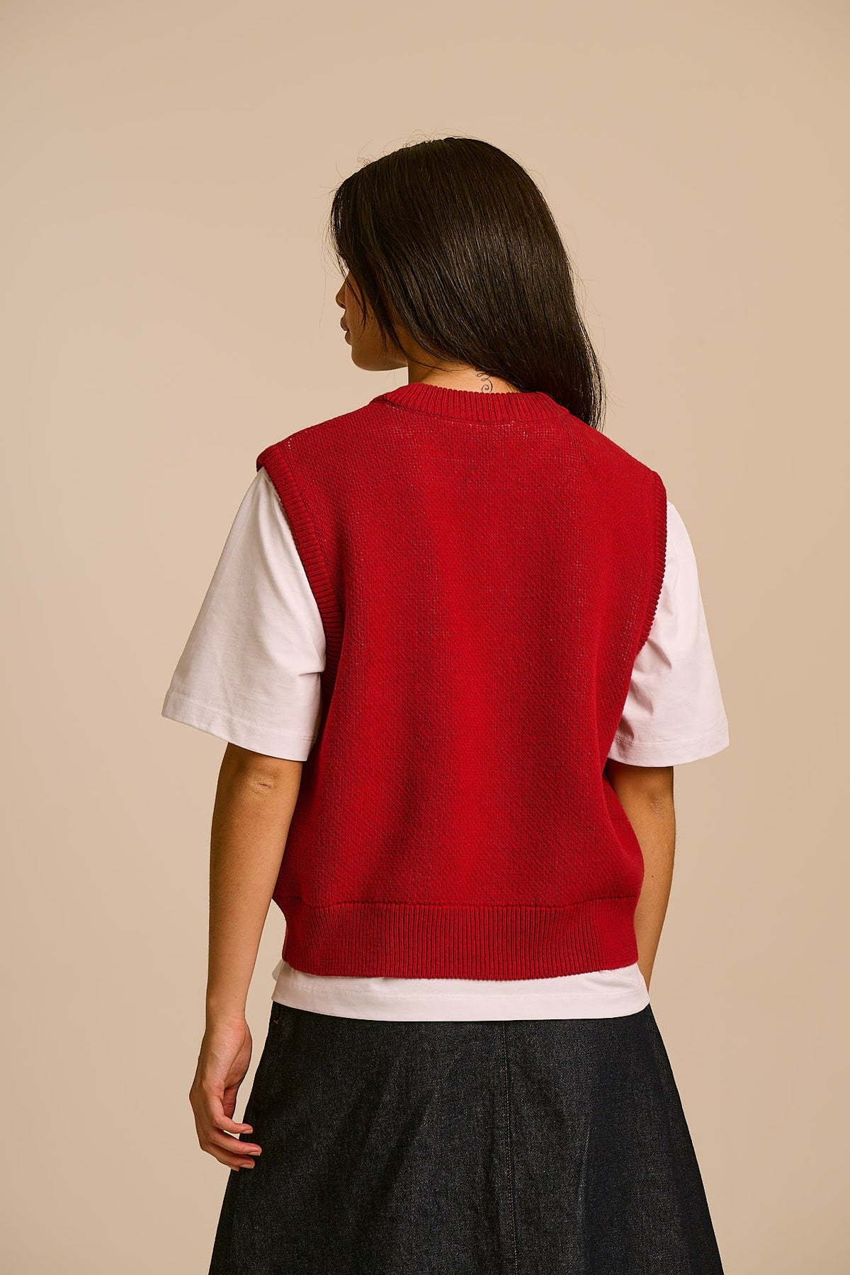 Saffle - Cotton Knitted Vest in Sardines