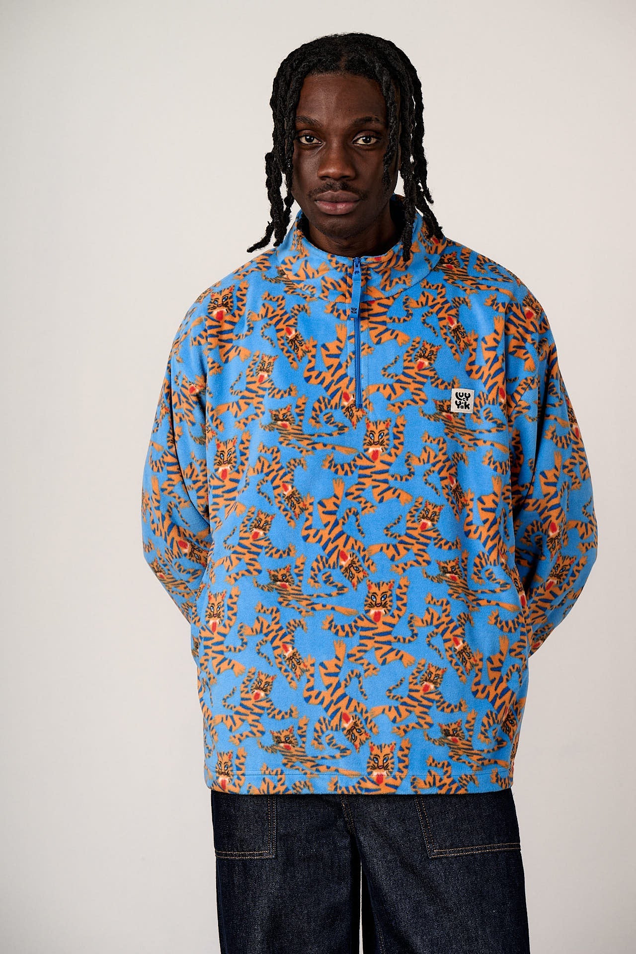 Sutton - Cotton Oversized Sweatshirt in Ecru Birds & Flower Tile