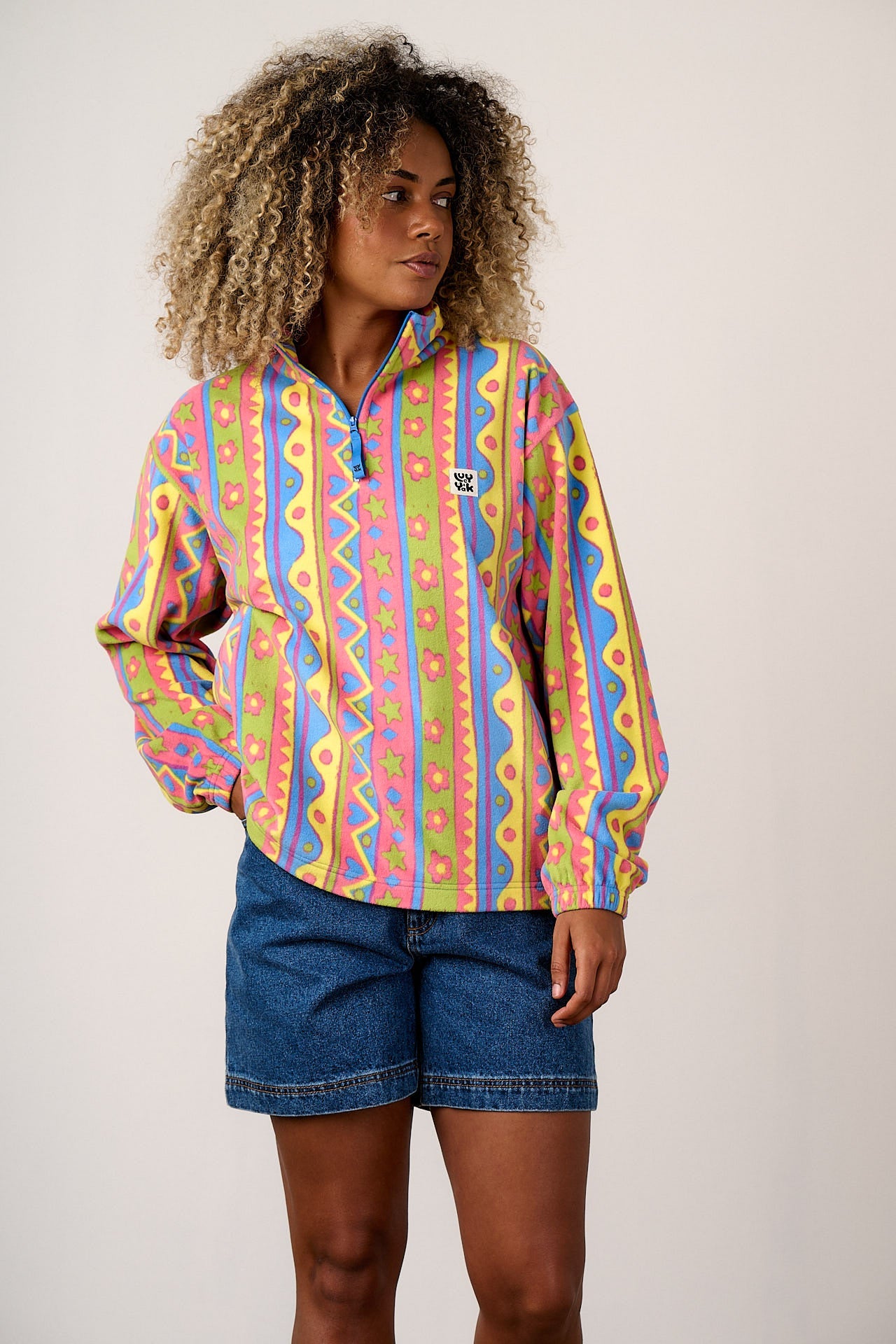 Sammy - Lightweight Polar Fleece in Groovy Stripe