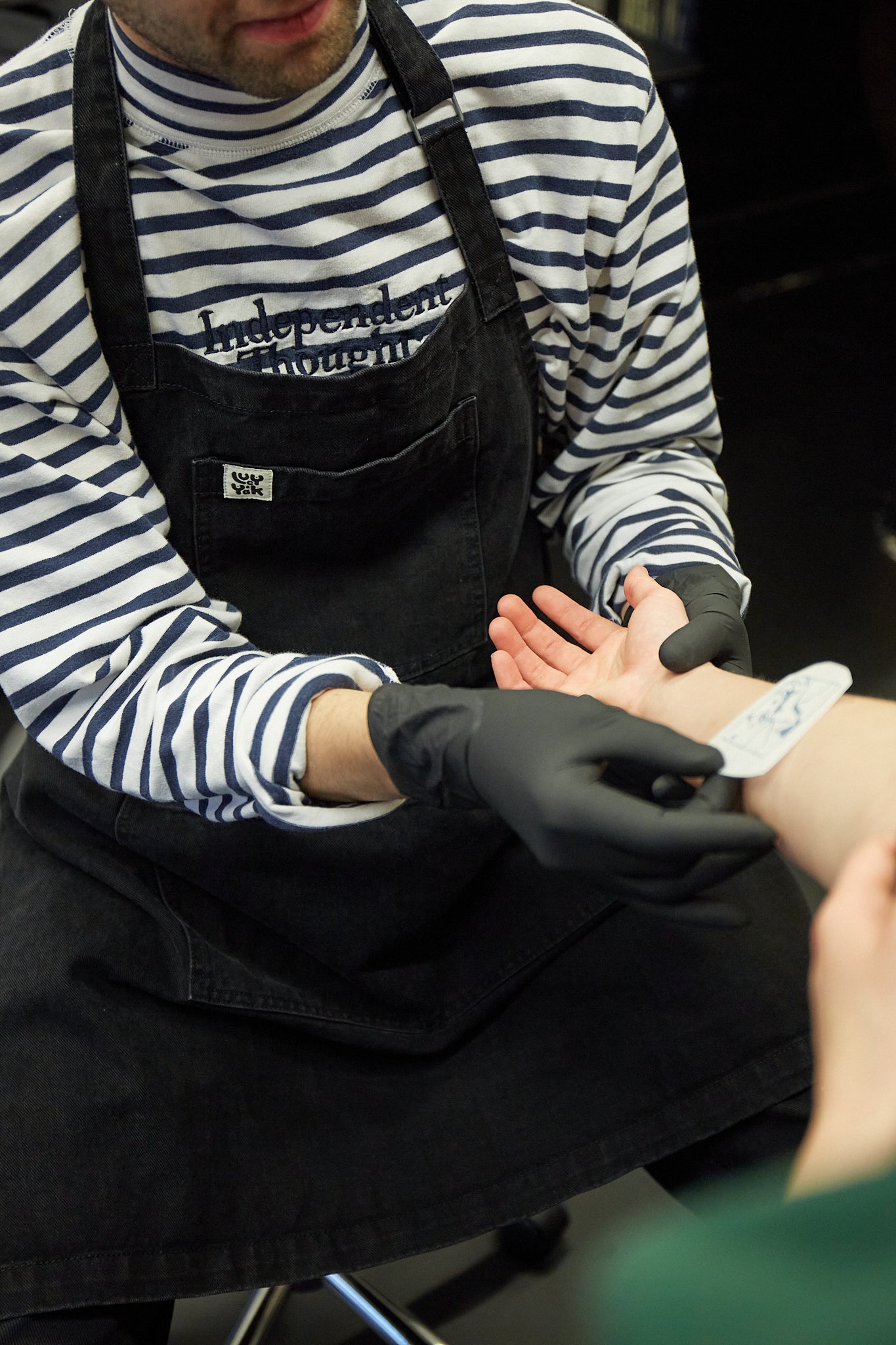 Ada - Heavyweight Denim Apron in Washed Black