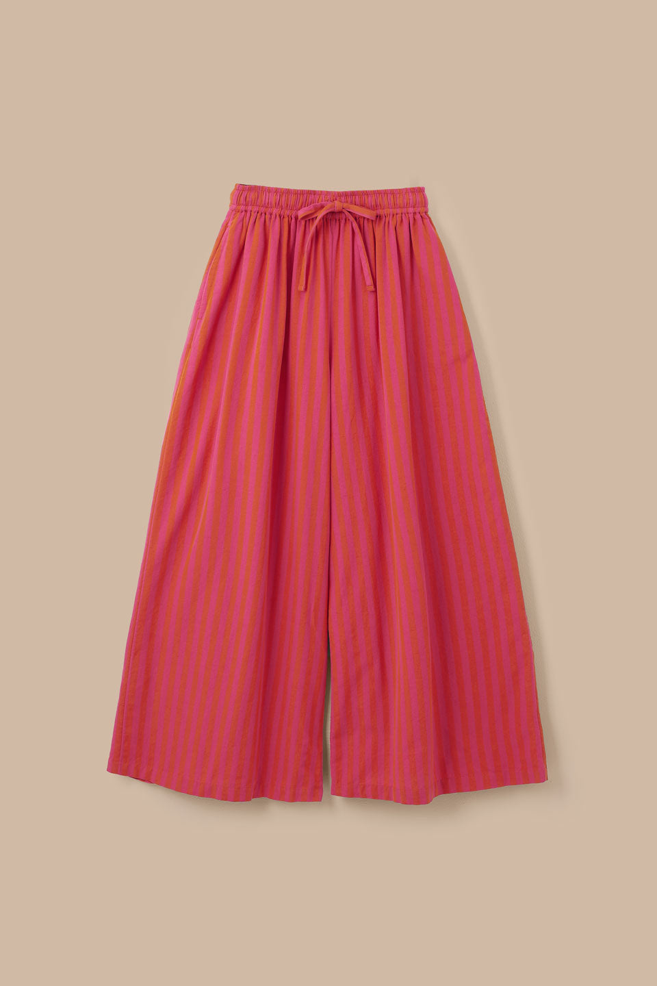 Aster - Cotton & Linen Trousers in Pink & Orange Stripe