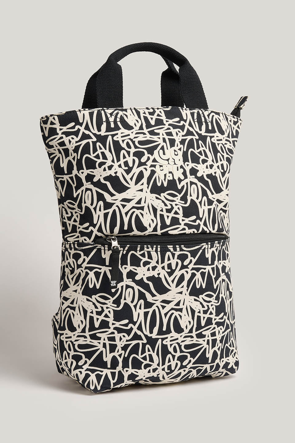 Dylan - Cotton Backpack in Black & White Graffiti Print