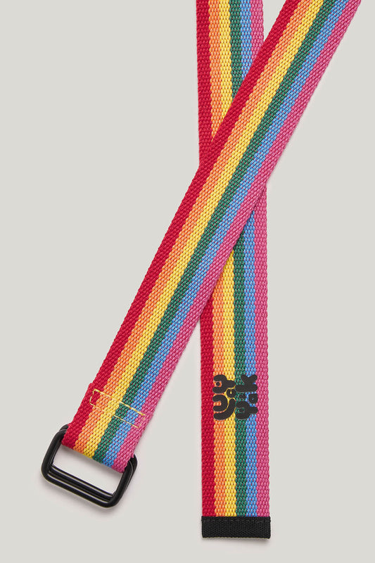 Flynn - D-Ring Cotton Webbing Belt in Vibrant Rainbow