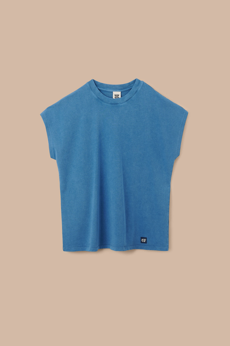Inessa - Cotton Cap Sleeve T-Shirt in Navy