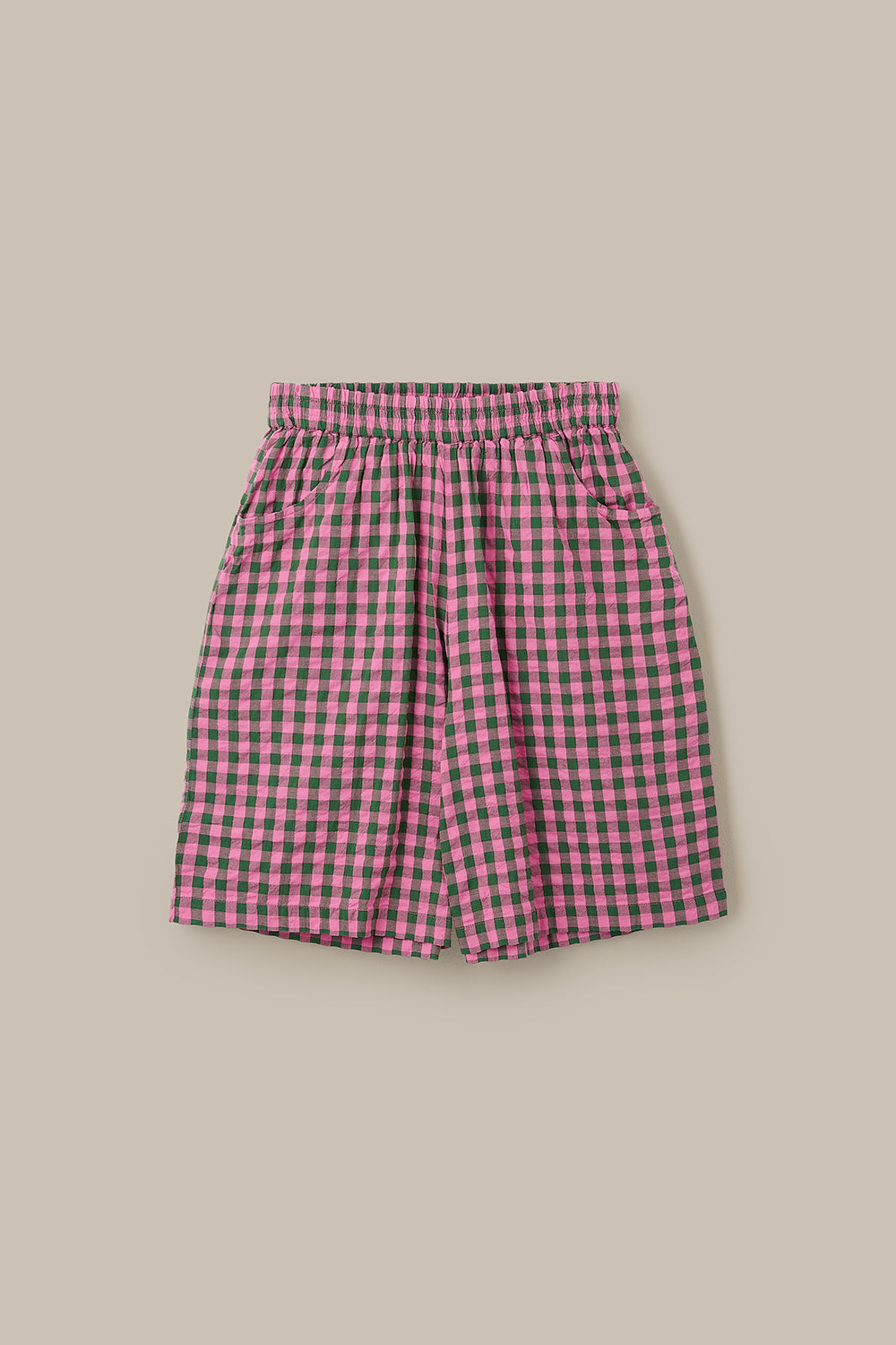 Madero - Cotton Long Shorts in Pink & Green Gingham