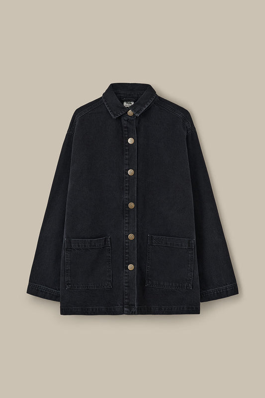 Olly - Denim Jacket in Washed Black