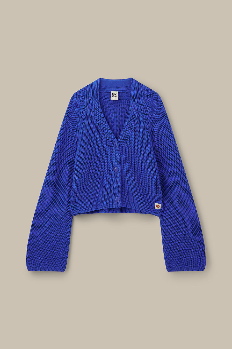 Robyn - V-Neck Cotton Cardigan in Dazzling Blue