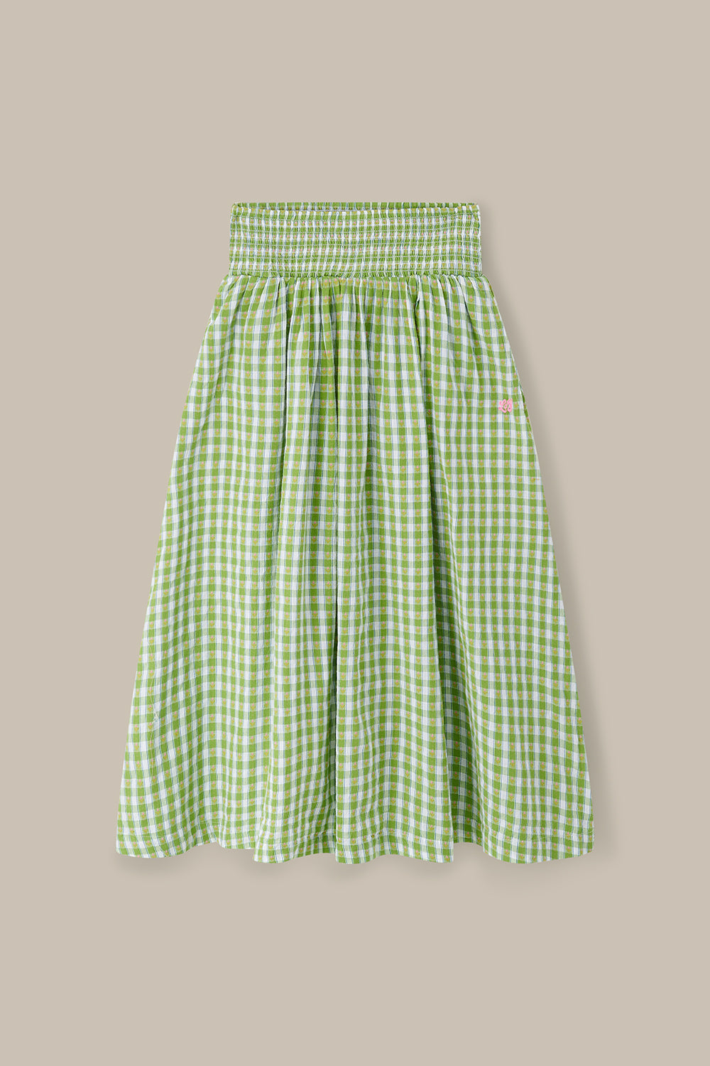 Sofiya - Midi Skirt in Green & White Tulip Gingham