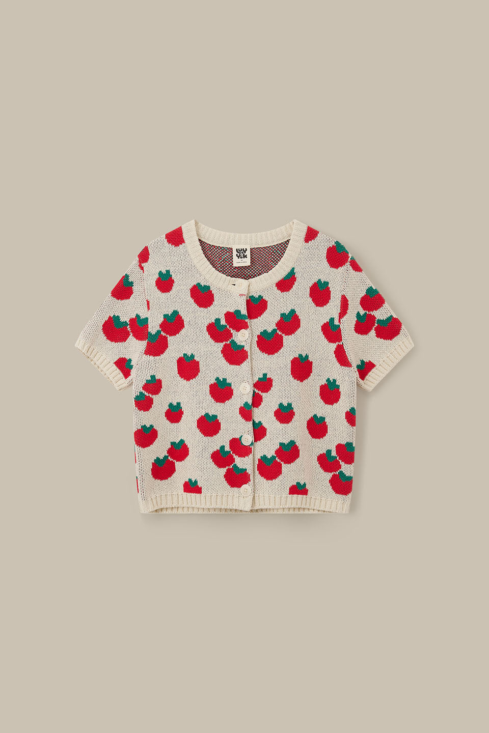 Lizzie - Cotton Short Sleeve Knitted Cardigan in Tomatoes – Lucy