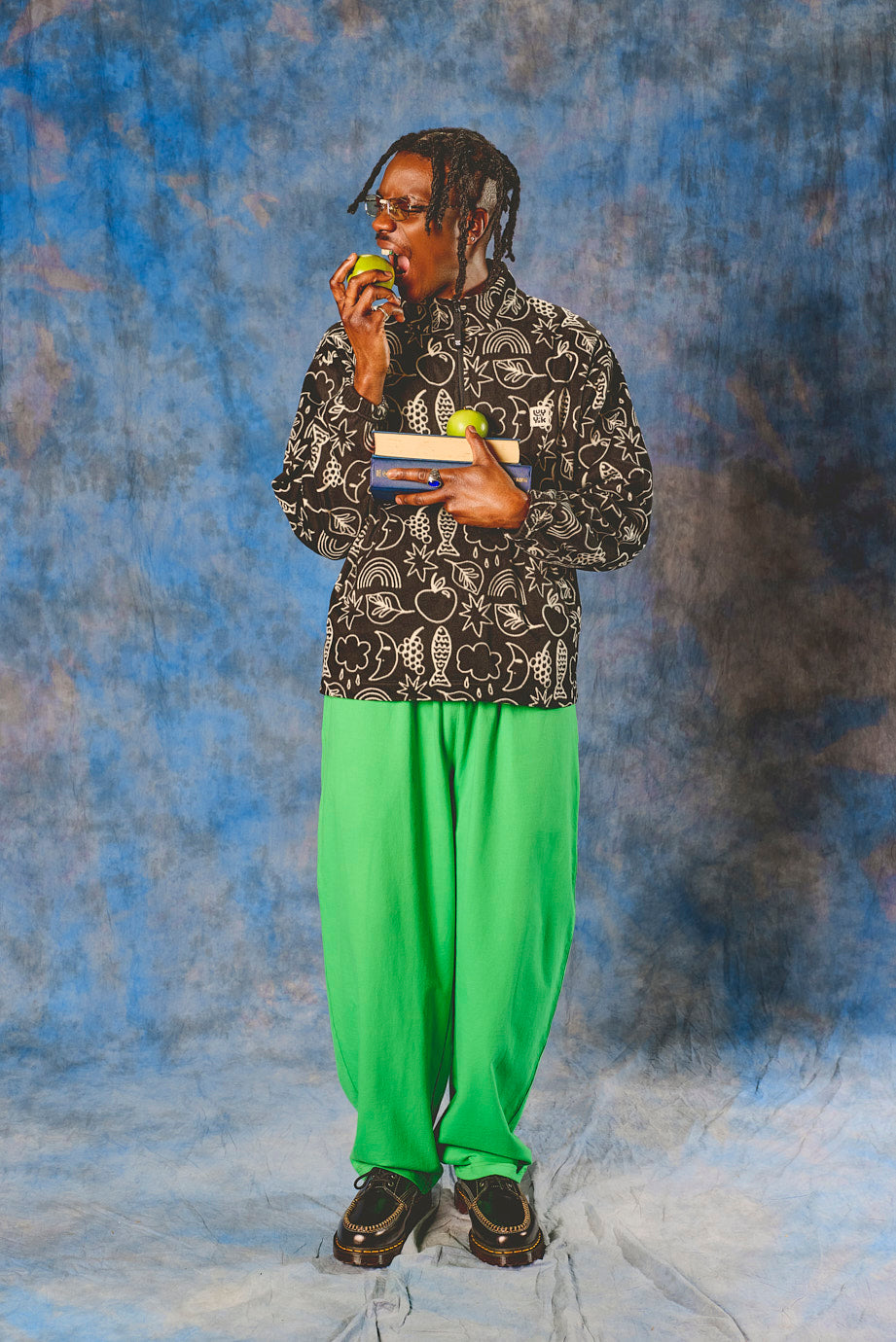 Freddie - Barrel Leg Cotton Jersey Trouser in Kelly Green