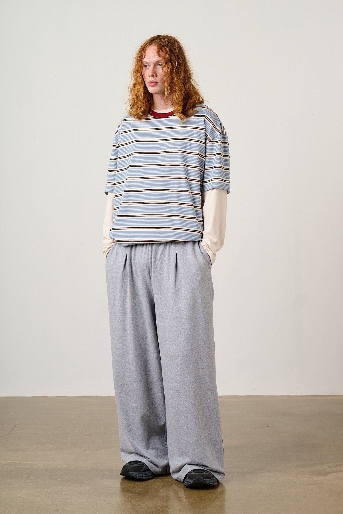 Tamsin - Jersey Extra Wide Trouser in Grey Marl