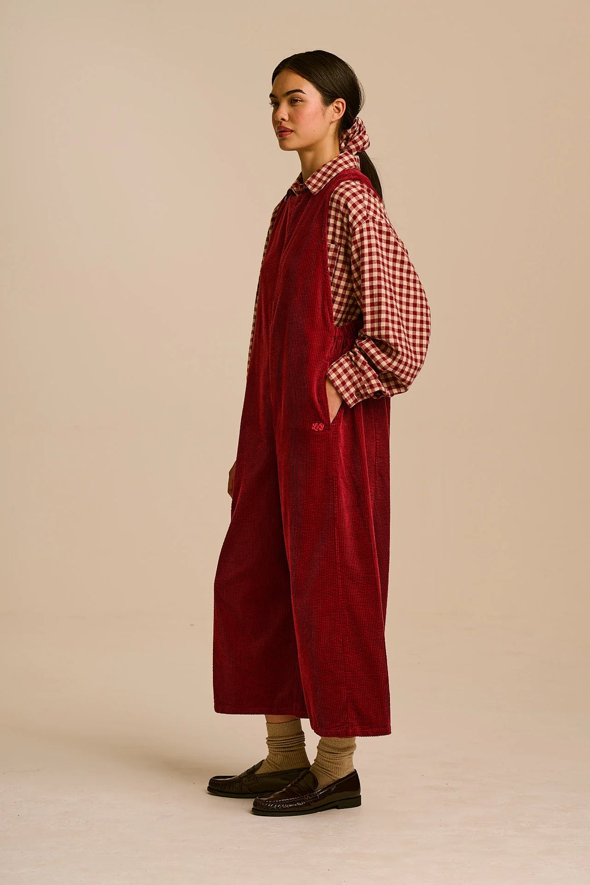Tilda - Organic Corduroy Jumpsuit in Pomegranate