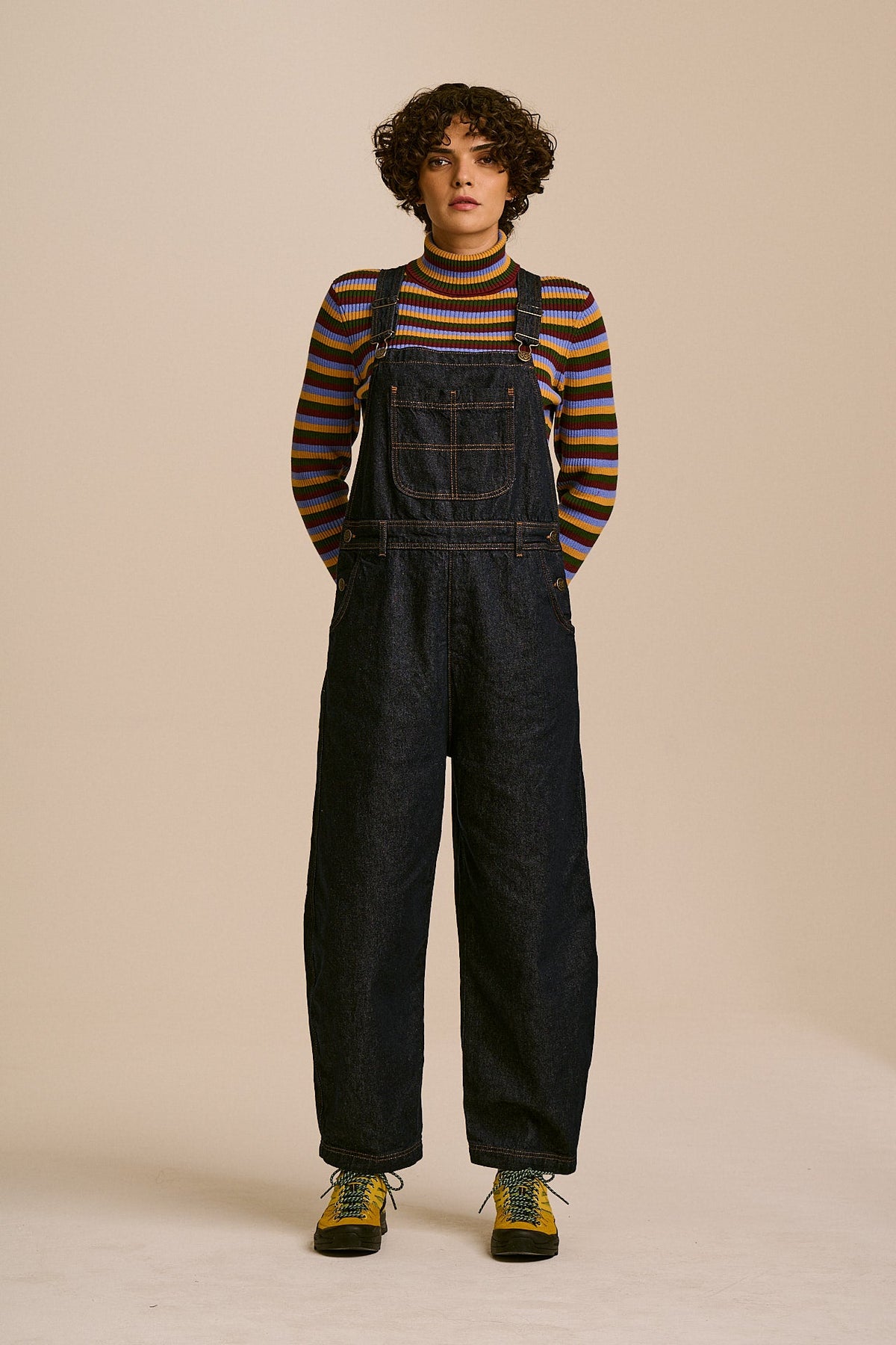 Toluca Barrel Leg Dungarees - Organic Cotton Denim in Indigo