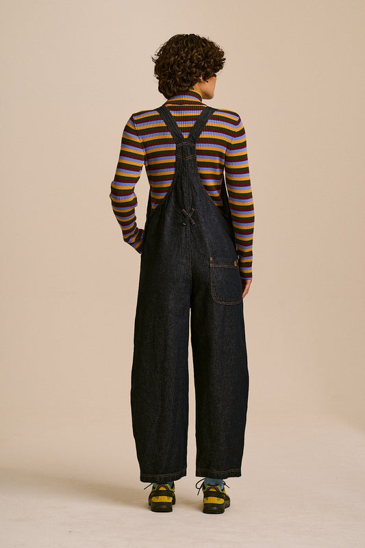 Toluca Barrel Leg Dungarees - Organic Cotton Denim in Indigo