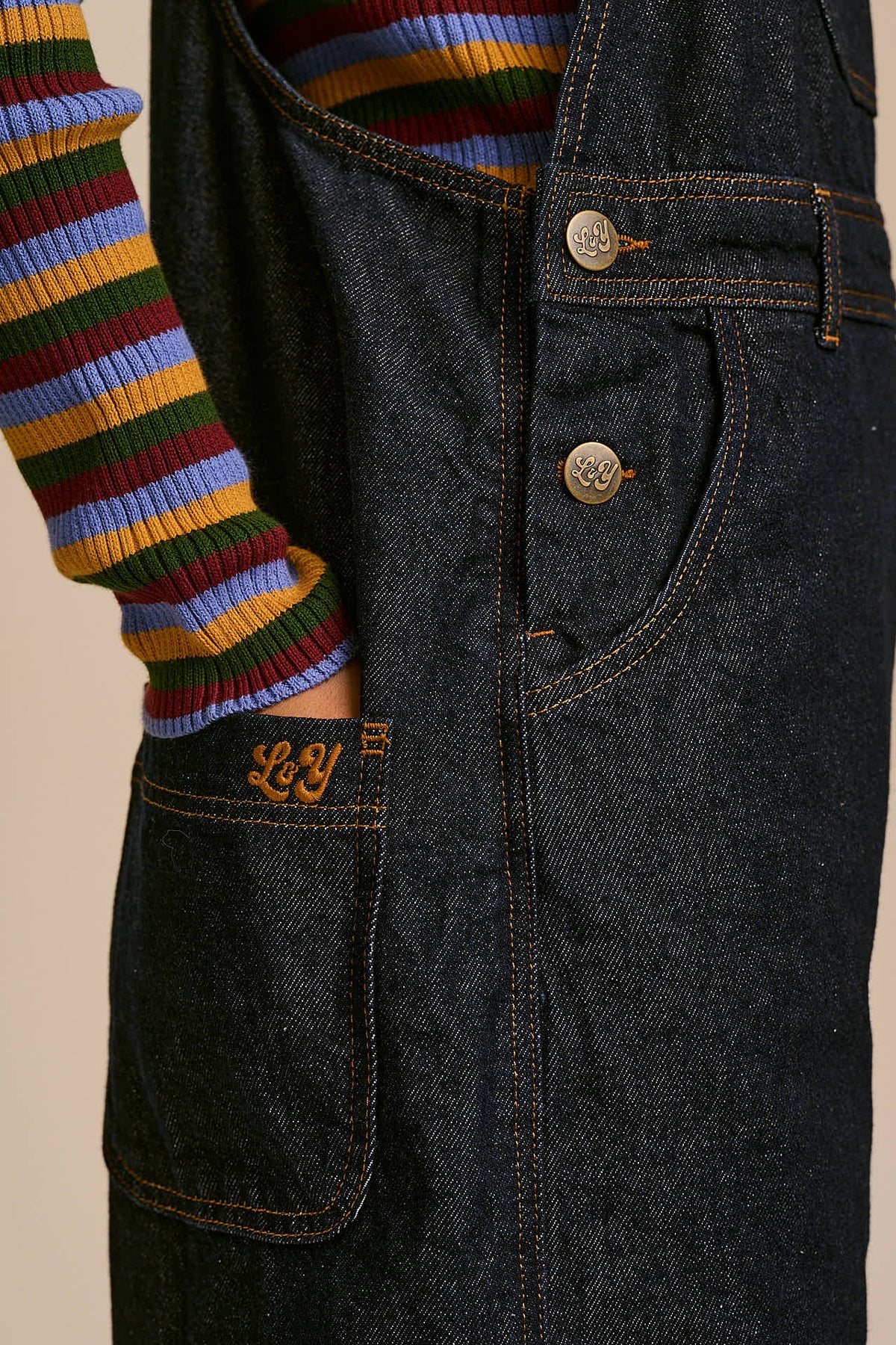 Toluca Barrel Leg Dungarees - Organic Cotton Denim in Indigo