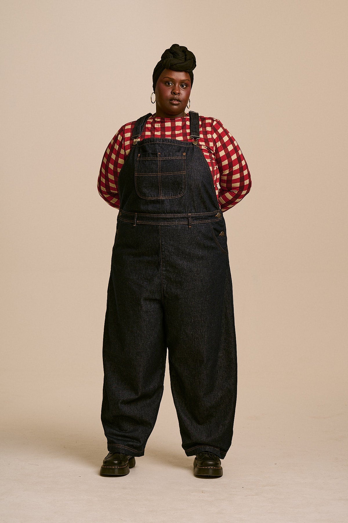 Toluca Barrel Leg Dungarees - Organic Cotton Denim in Indigo