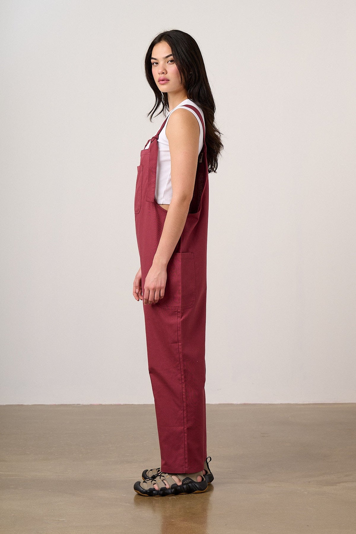 Una - Cotton Overalls in Burgundy