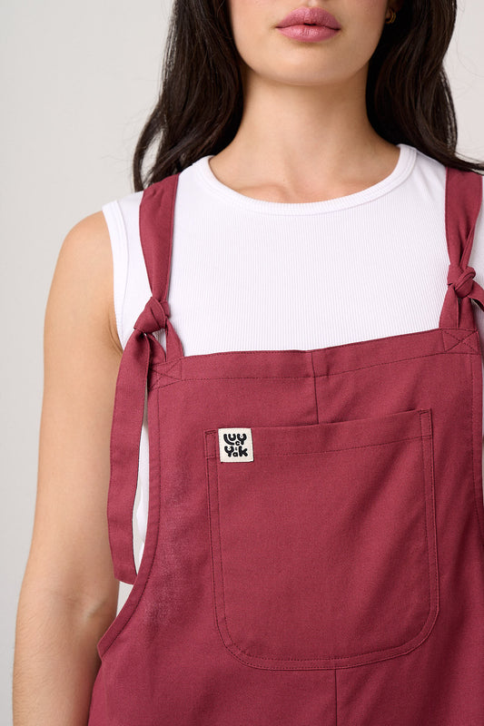 Una - Cotton Overalls in Burgundy