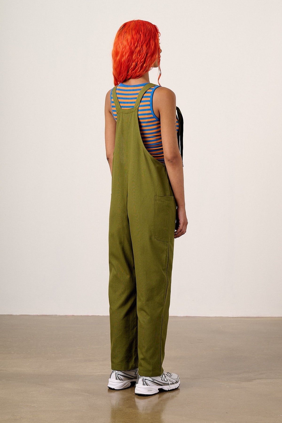 Una - Cotton Overalls in Khaki Green