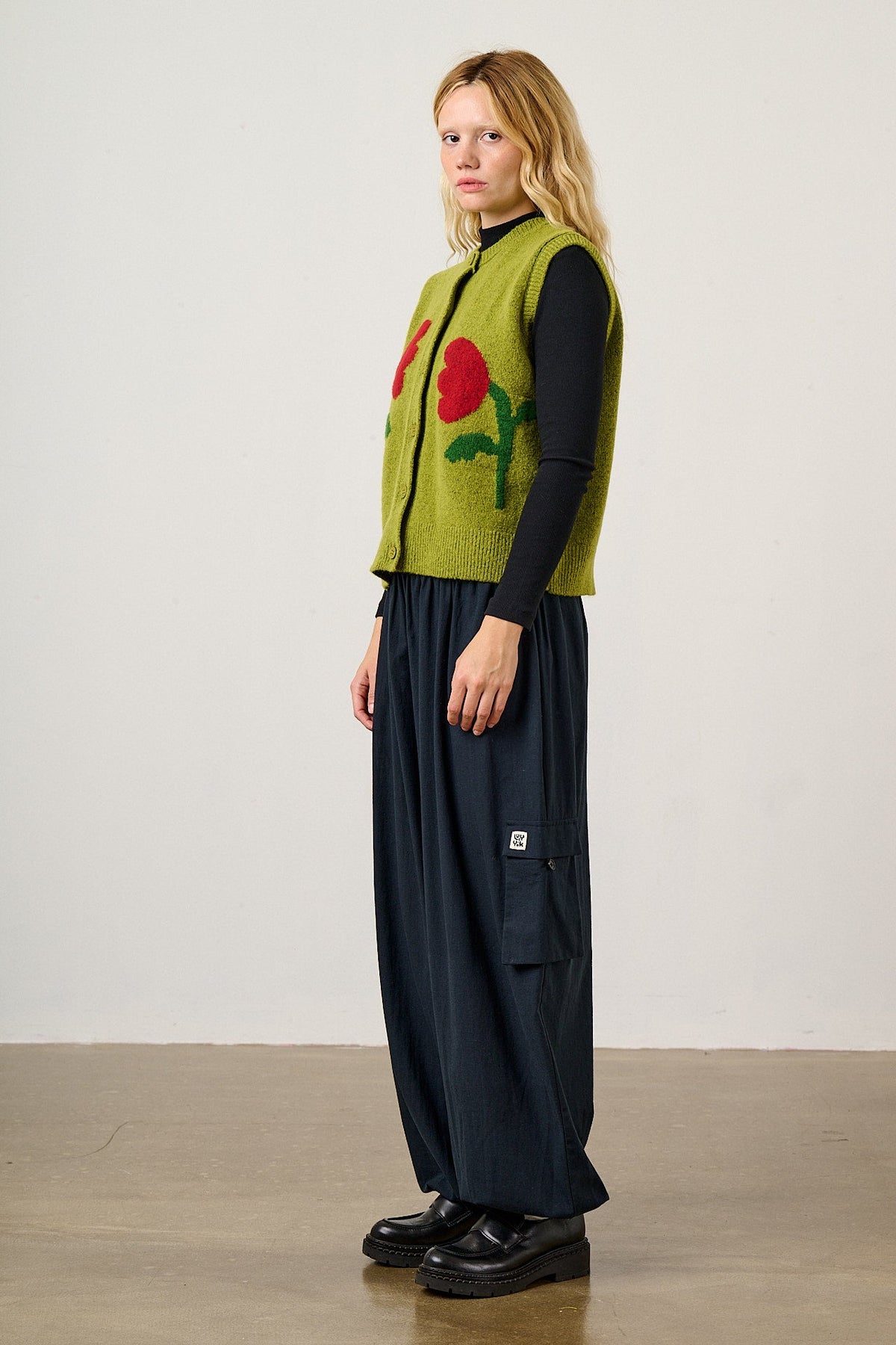 Vivi - Button Up Knitted Vest in Tulip
