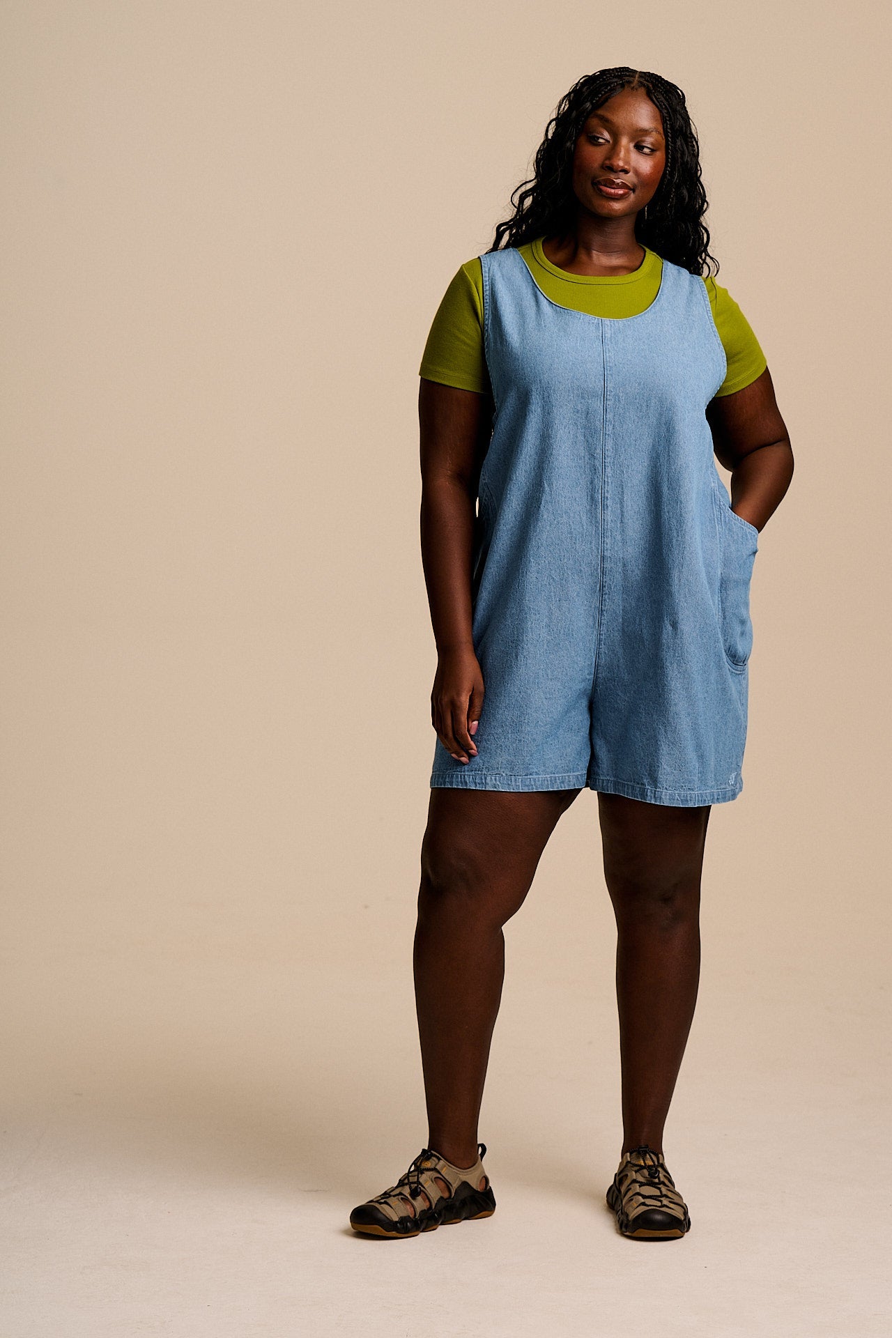 IMPERFECT - Zadie - Cotton Playsuit in Light Blue