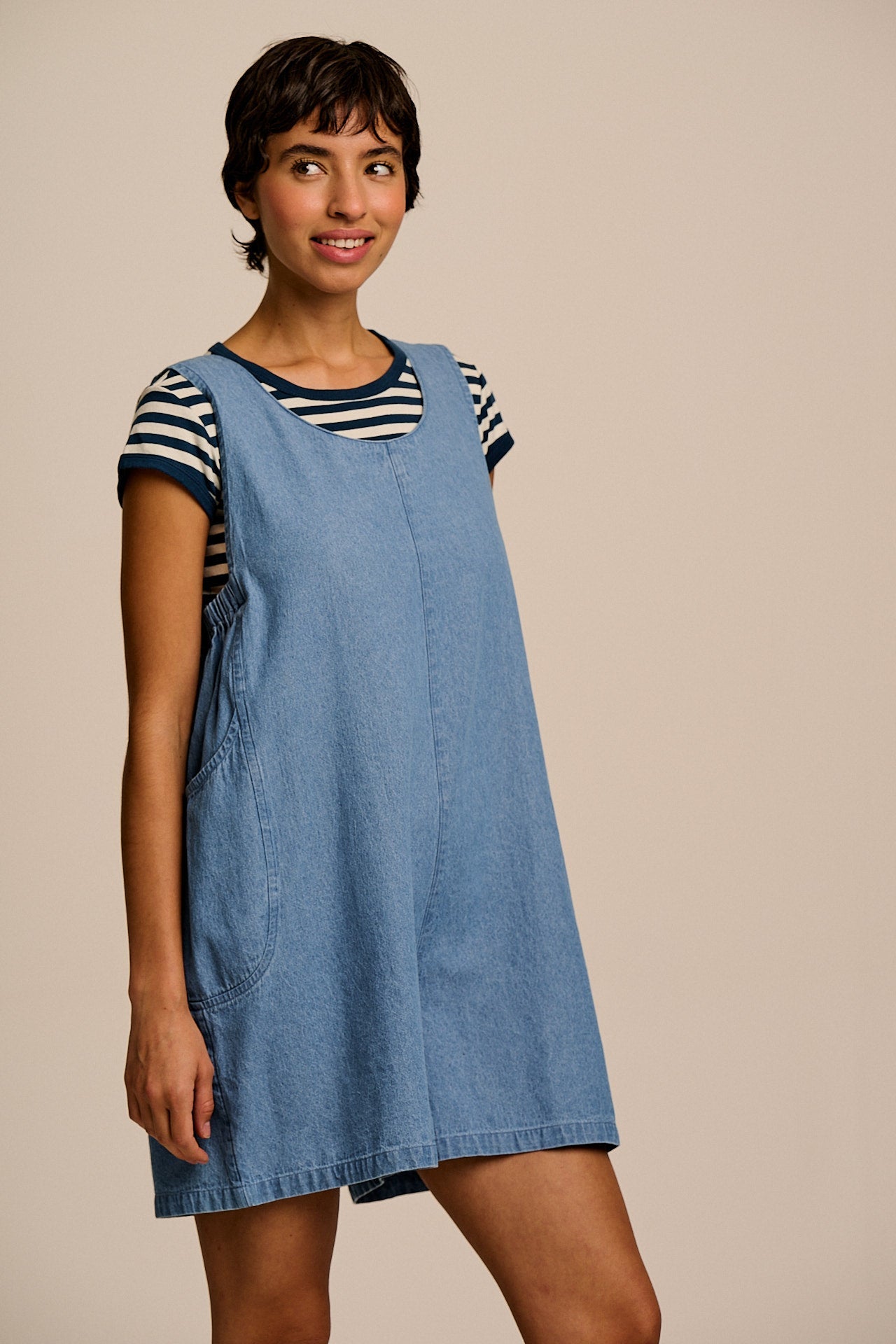 IMPERFECT - Zadie - Cotton Playsuit in Light Blue