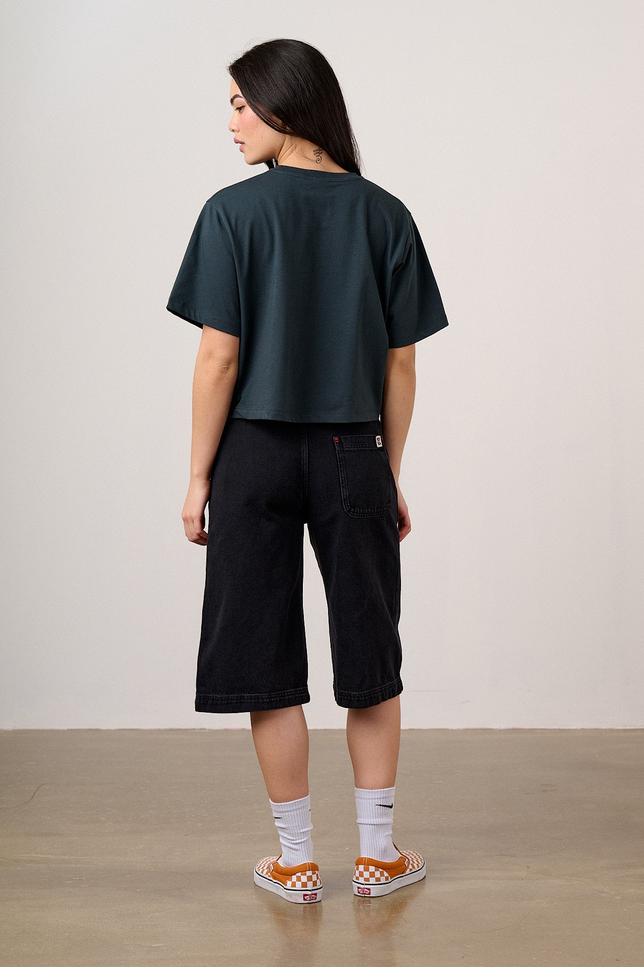 Zayla - Cropped Boxy T-Shirt in Black Cosmic Folk Print