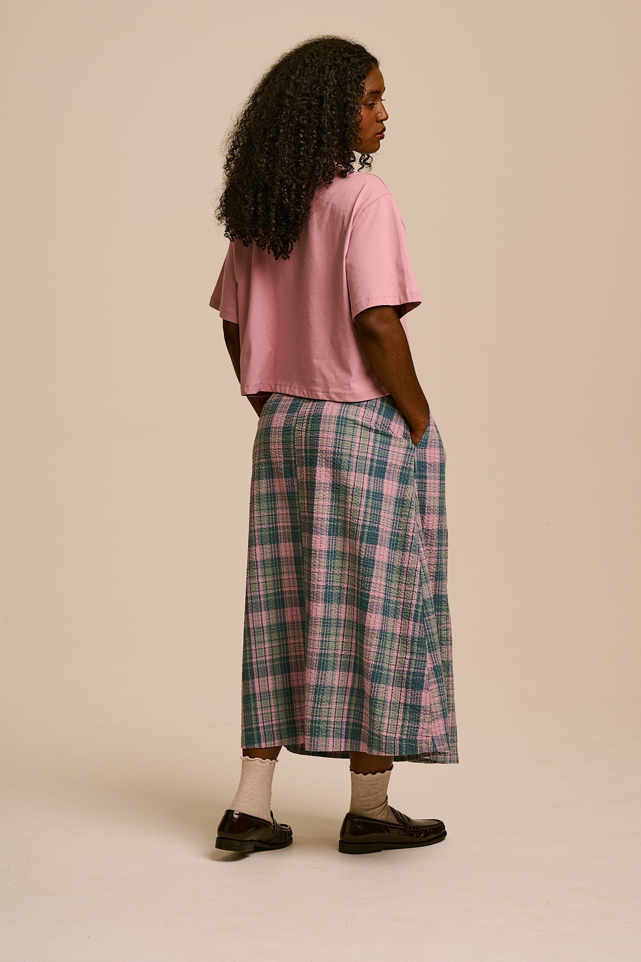 Zayla - Cotton Cropped Boxy T-Shirt in Dusky Pink