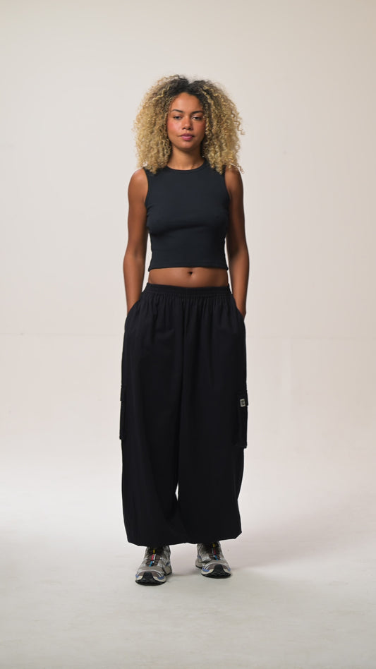 Rumi - Brushed Cotton Balloon Trousers in Black