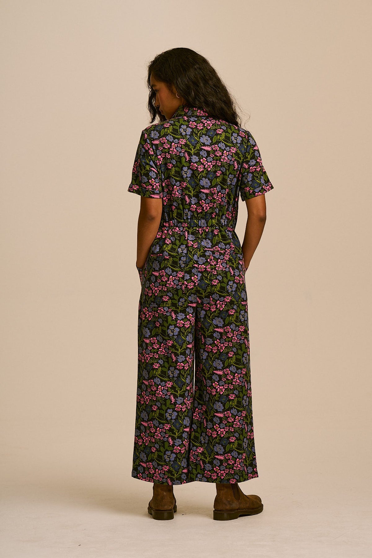 Ragan - Organic Cotton Jumpsuit in Grunge Ditsy Floral