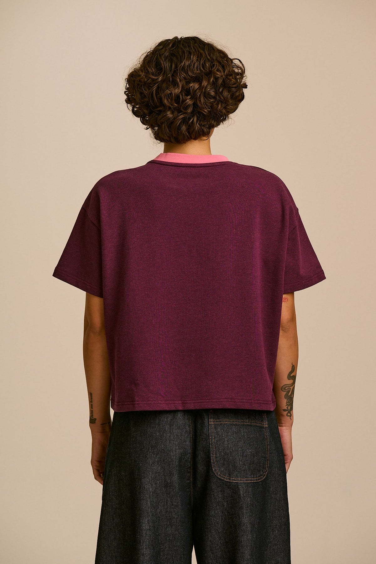 Everlie - Oversized Cotton Marl Tee in Burgundy