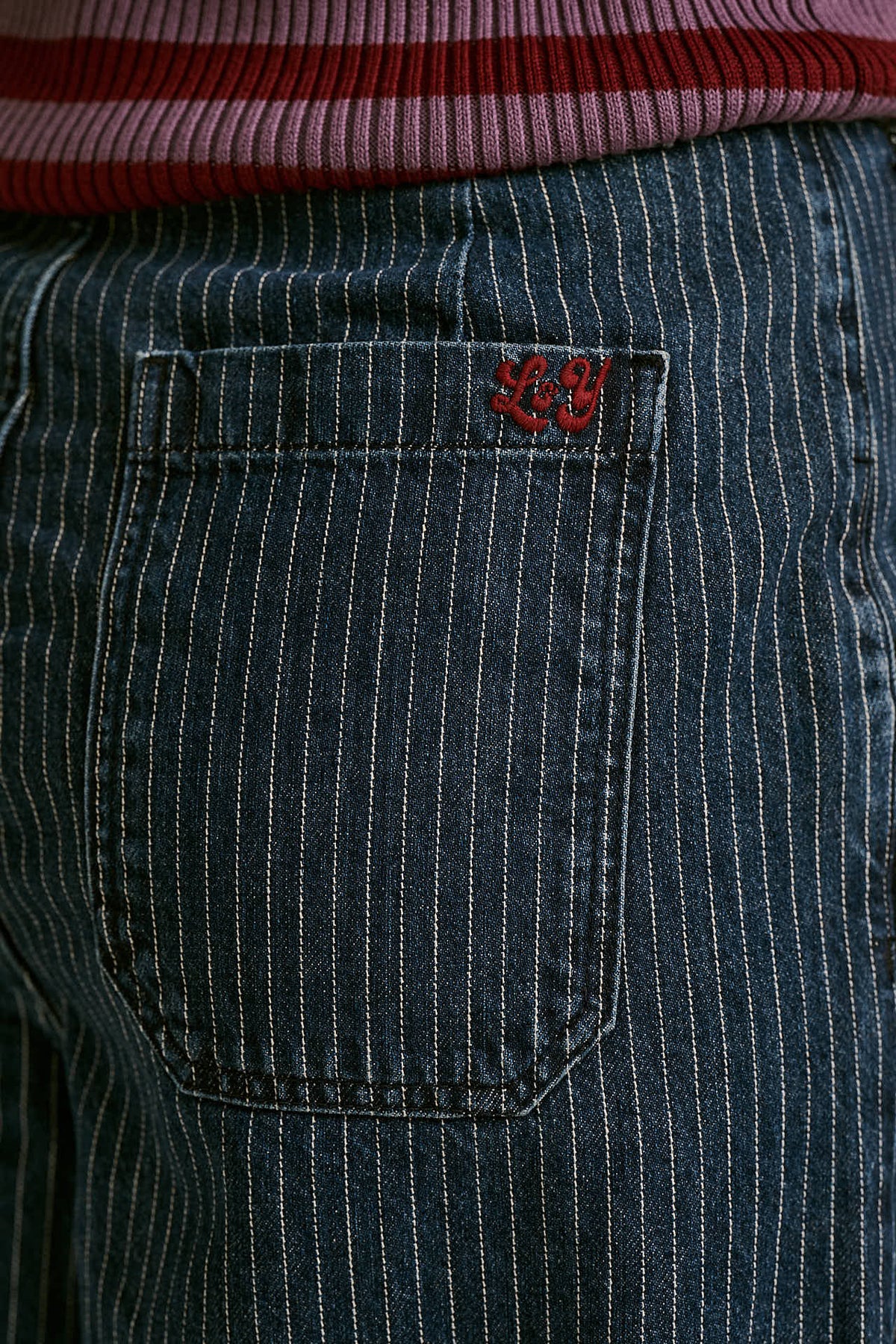 Cole Wide Leg Jeans - Organic Cotton in Pinstripe