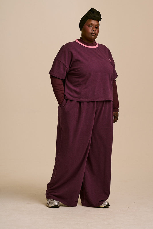 Everlie Oversized T-Shirt - Organic Cotton in Burgundy